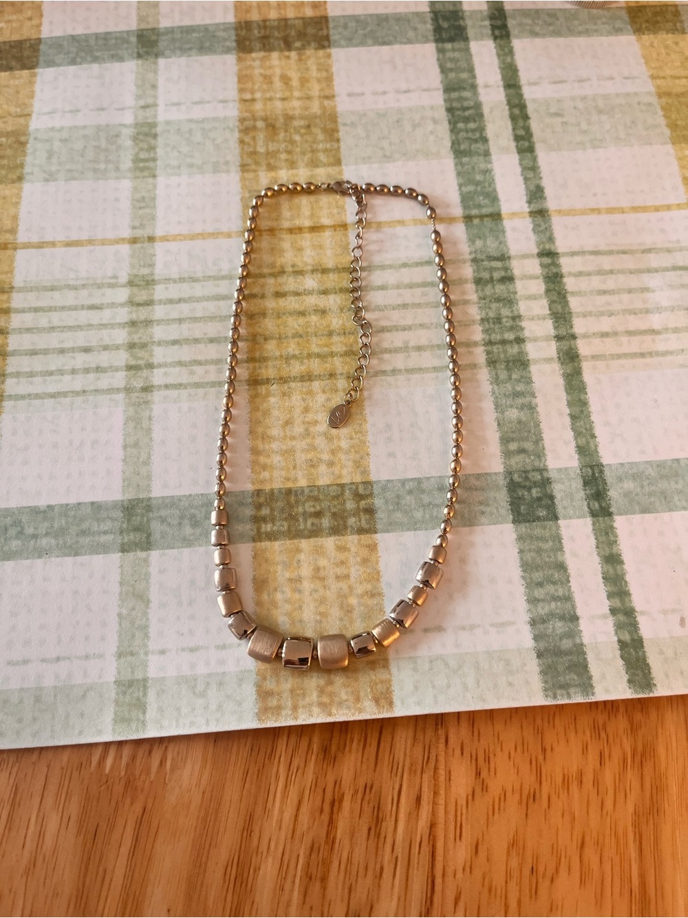 Liz Claiborne Vintage Gold Tone Square Beads Necklace